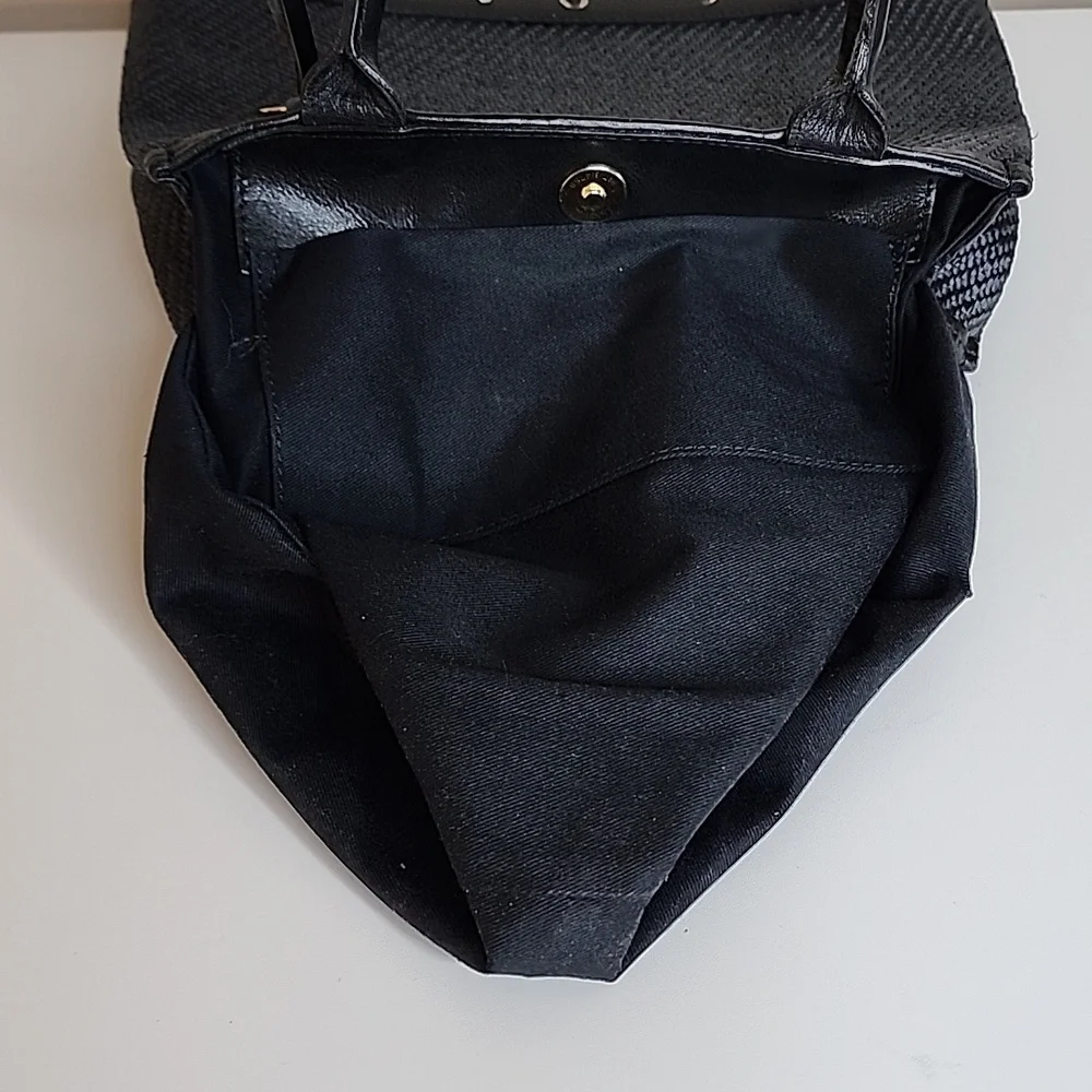 Nina Ricci Maroquinerie‎ Black Straw and Leather Handbag